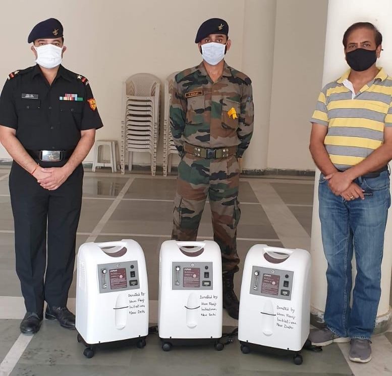 Oxygen concentrators and medical supplies handed over at an Army hospital